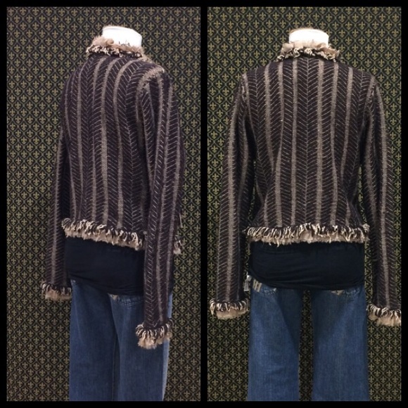 2004 Anthro "Fringe Trim Cardigan" HWR Monogram - Picture 11 of 16